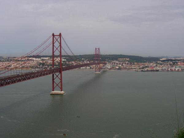 25th of April Bridge, Looking Towards Lisbon from the King Christ Statue