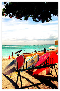 Surfboards for hire, Waikiki Beach