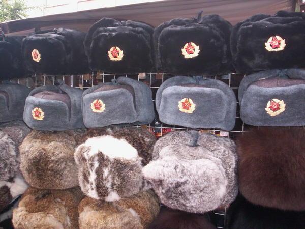 Russian Hats at the Market, Arbat Street, Moscow