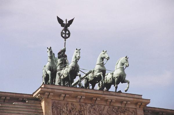 Horses on top of Brandenburg Gate, Berlin, Germany