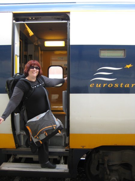 Tricia boarding the Eurostar