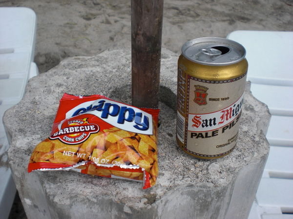 snacks san miguel beer and chippy