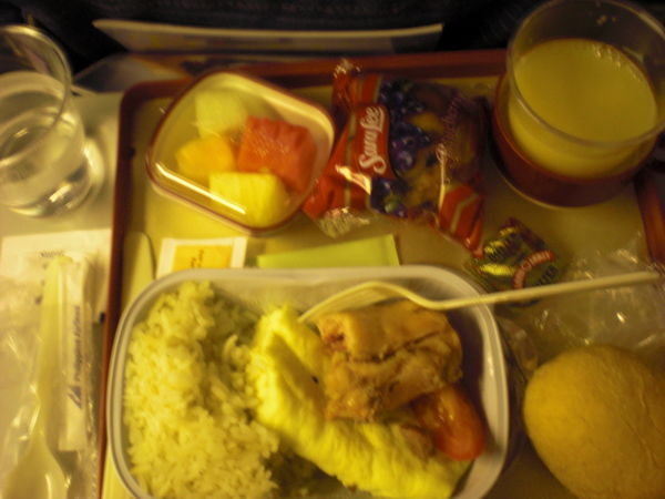 airplane food. chicken curry with rice ofcourse.