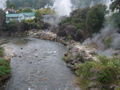 River that seperates the village from Rotorua