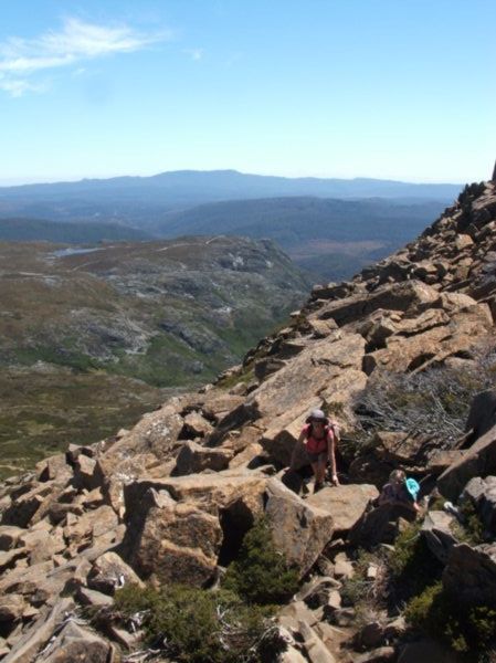 Rock hopping near the top