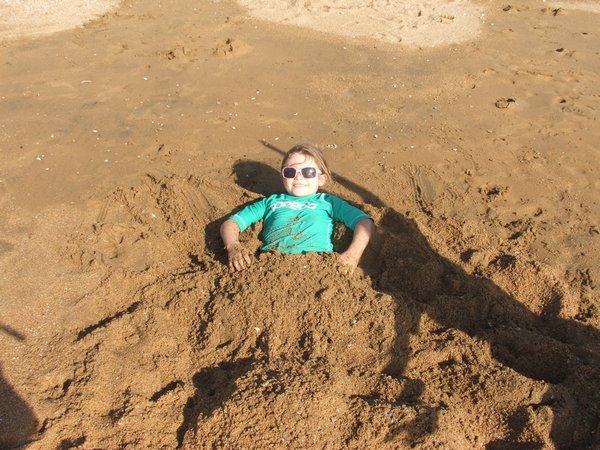 Enjoying the sand at Horseshoe Bay