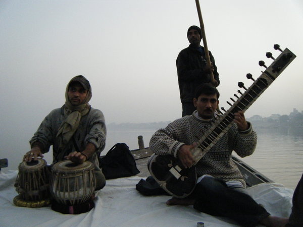 Musicians playing tabla and sitar