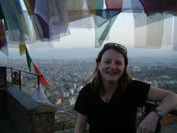 Great views over the city between the prayer flags