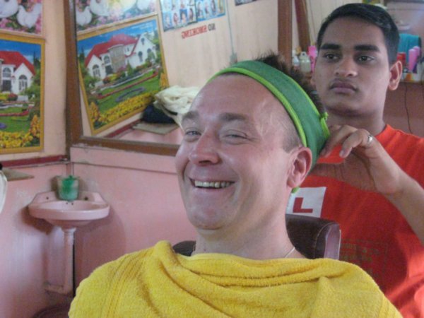 Tel at the Indian Barbers