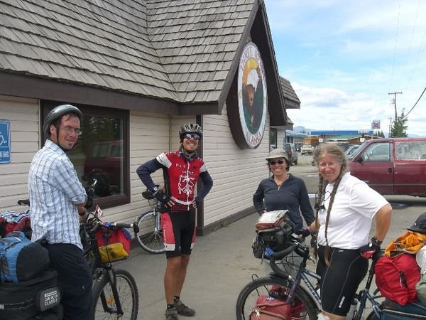 Confluence of cyclists, Tok, Alaska