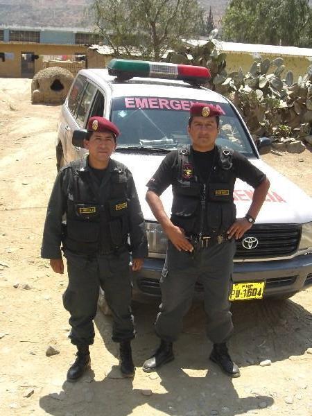Officers Mendoza and Jaimes outside Huanuco