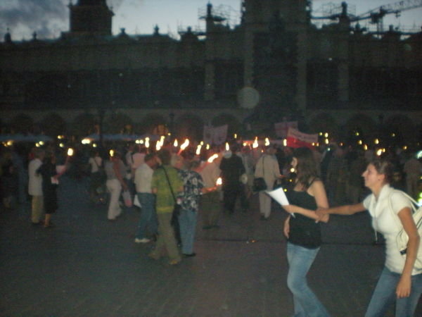 Protestors in market square