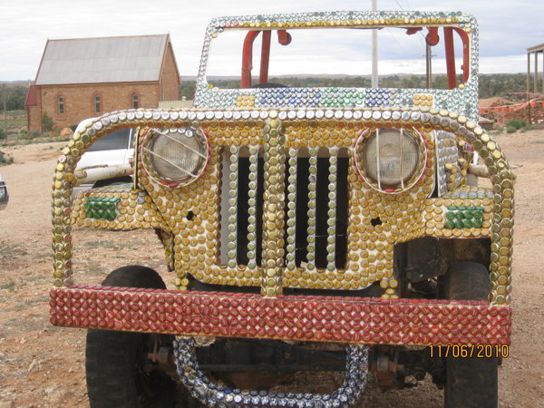 Jeep with bottletops