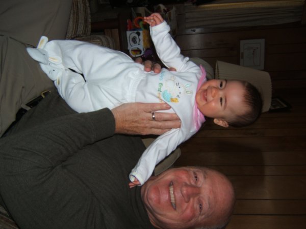 Grandad and Helena after having their Easter treats!
