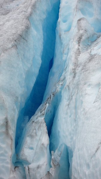 Intense blue inside the glacier