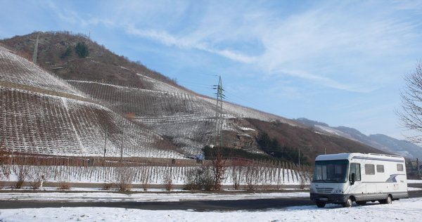 Snow vineyards in the Mosel Valley
