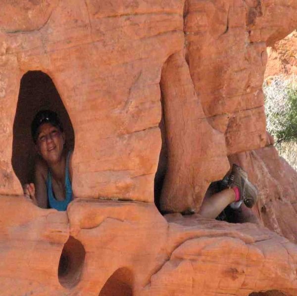 Amy in a hole at Red Rock 