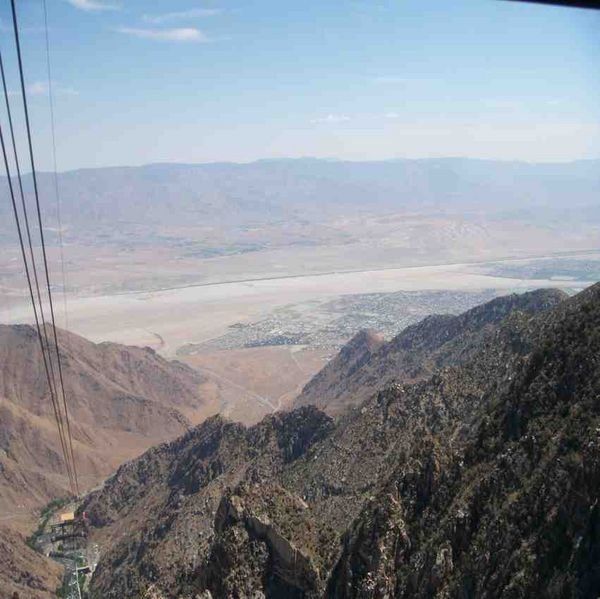 view of the desert and palm springs 
