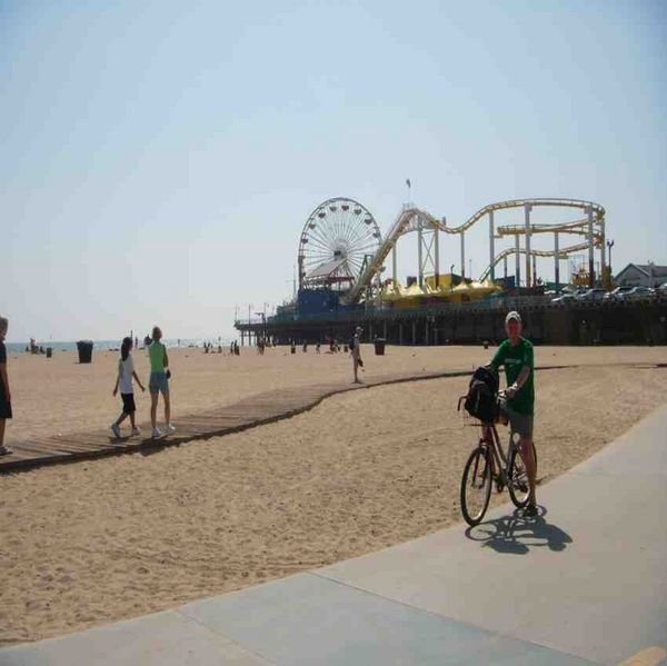 Gra on a bike at Santa Monica 