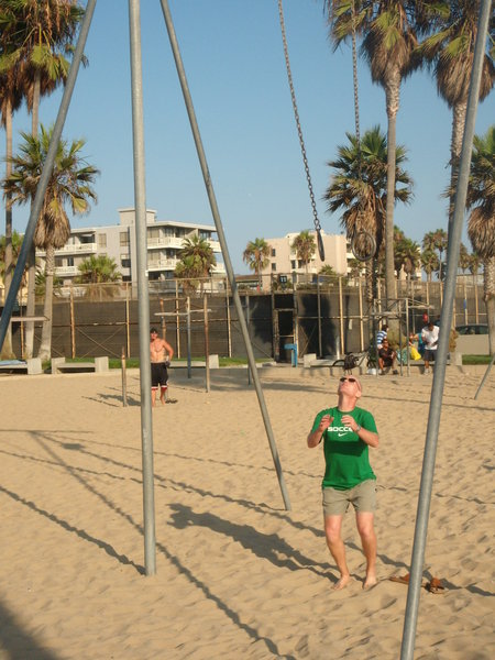 Gra on the rings at muscle beach