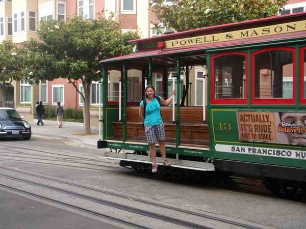 Amy on a tram in San Fran!