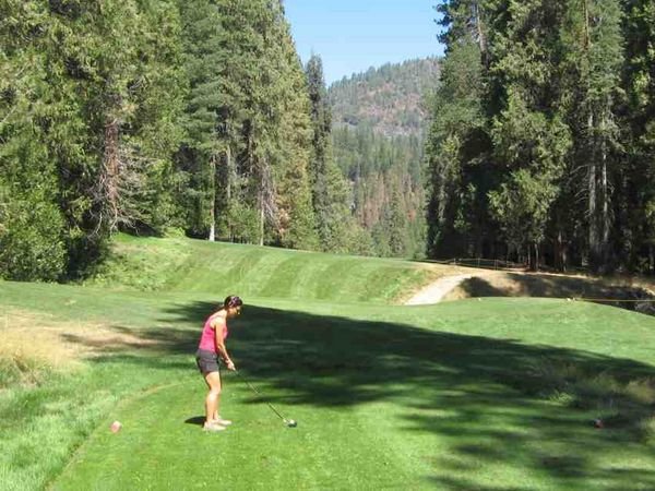 Amy on the golf course at Yosemite 