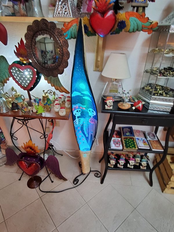 Hand Painted Palm Tree Pod with Lamp