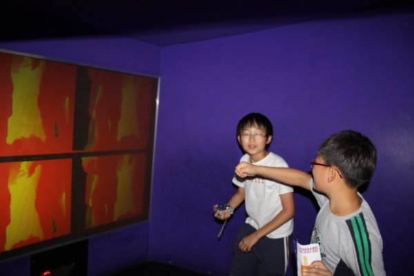 Playing an interactive game in the museum