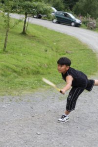 Ji Hoon playing badminton