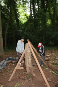 Shawn and Ji Hoon building a hut in 'Survivor'