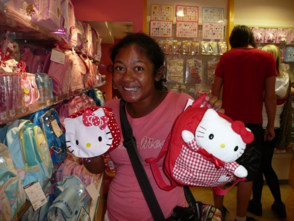 in the hello kitty store!