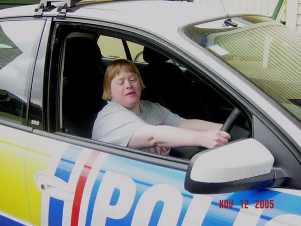 Chrissy stealing the Police Car