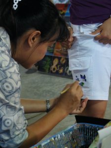 girl painting my shorts