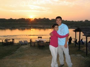 us at sunset by rapti river