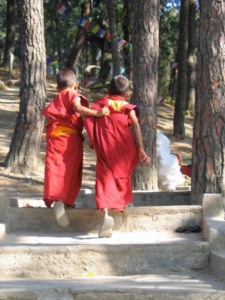 little monks running