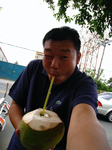 drinking coconut juice