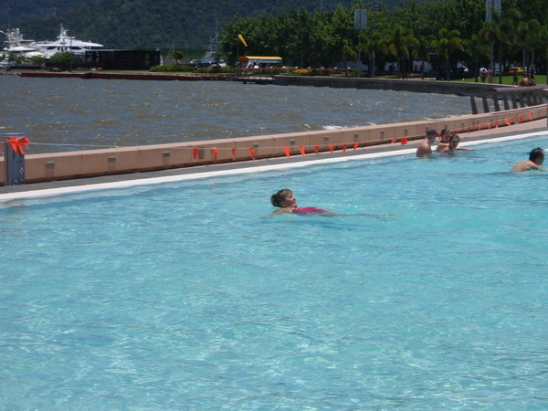 Having a dip in Cairns Lagoon