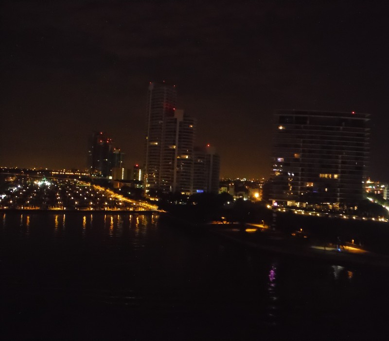 Pre-dawn Miami, approaching the docks