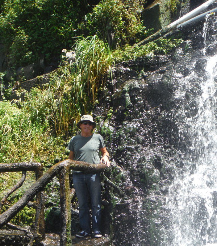 John at the town waterfall