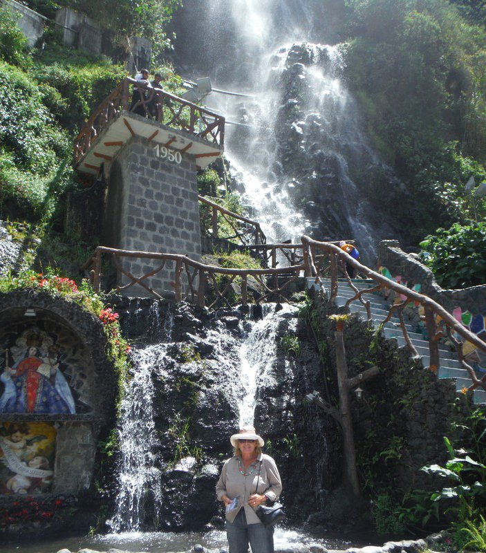 Viv at the town waterfall