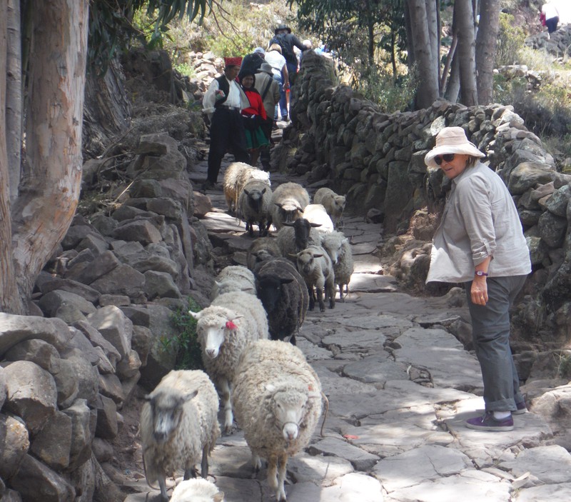 On the path up to Taquile Plaza