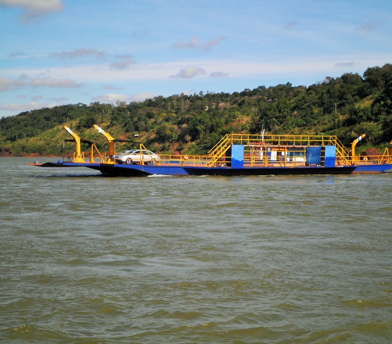 Car ferry leaving Paraguay on the Rio Paraná