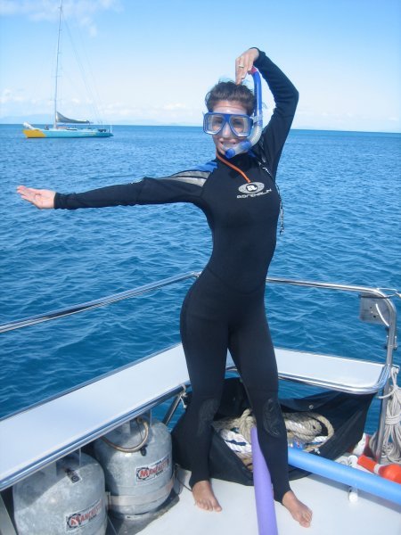 Cristina demonstrates proper snorkeling form