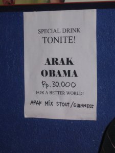 Sign in a Kuta bar.
