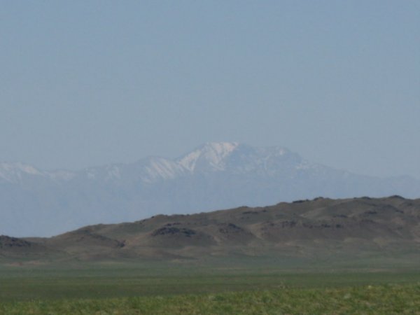 Snowcapped mountain in the Gobi 