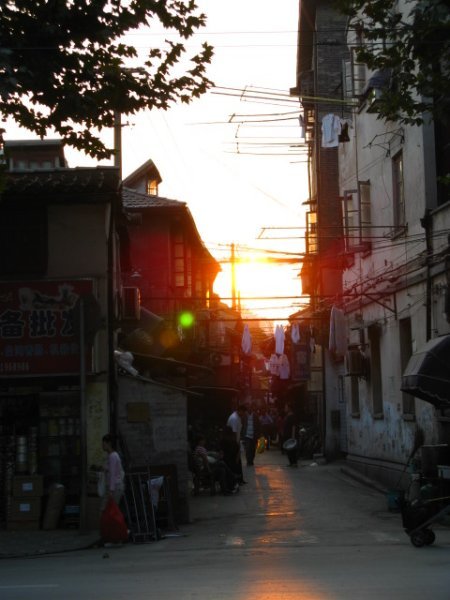 Sun setting in the old town