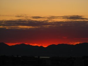 Setting sun over Hiroshima