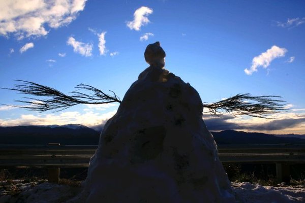 Snowman in silhouette