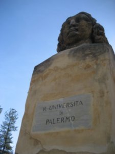 University Statue and Sign