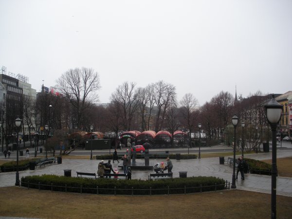 Fountain and Park In Oslo Center